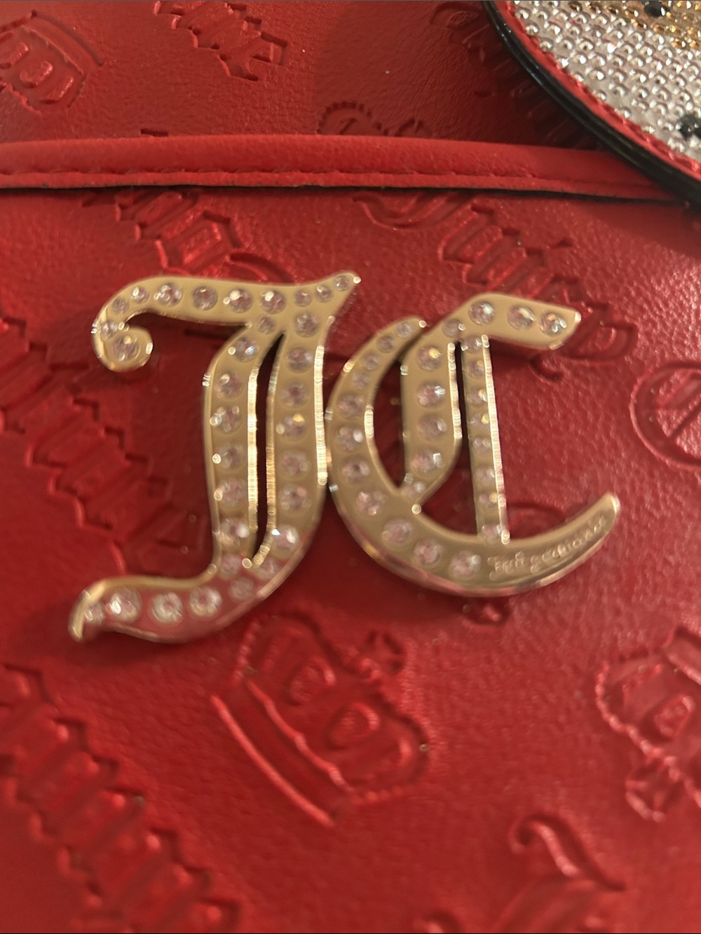 NEW Juicy Couture Red Embossed Mini Backpack with Sequin Heart Charm - Picture 4 of 5